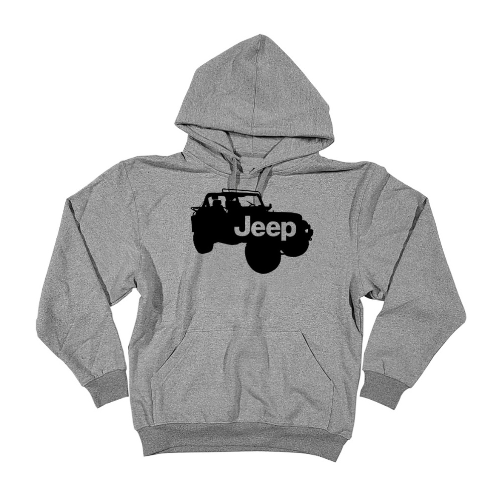 New Mens Jeep Silhouette Pullover hoodie unisex sweater Heather Gray